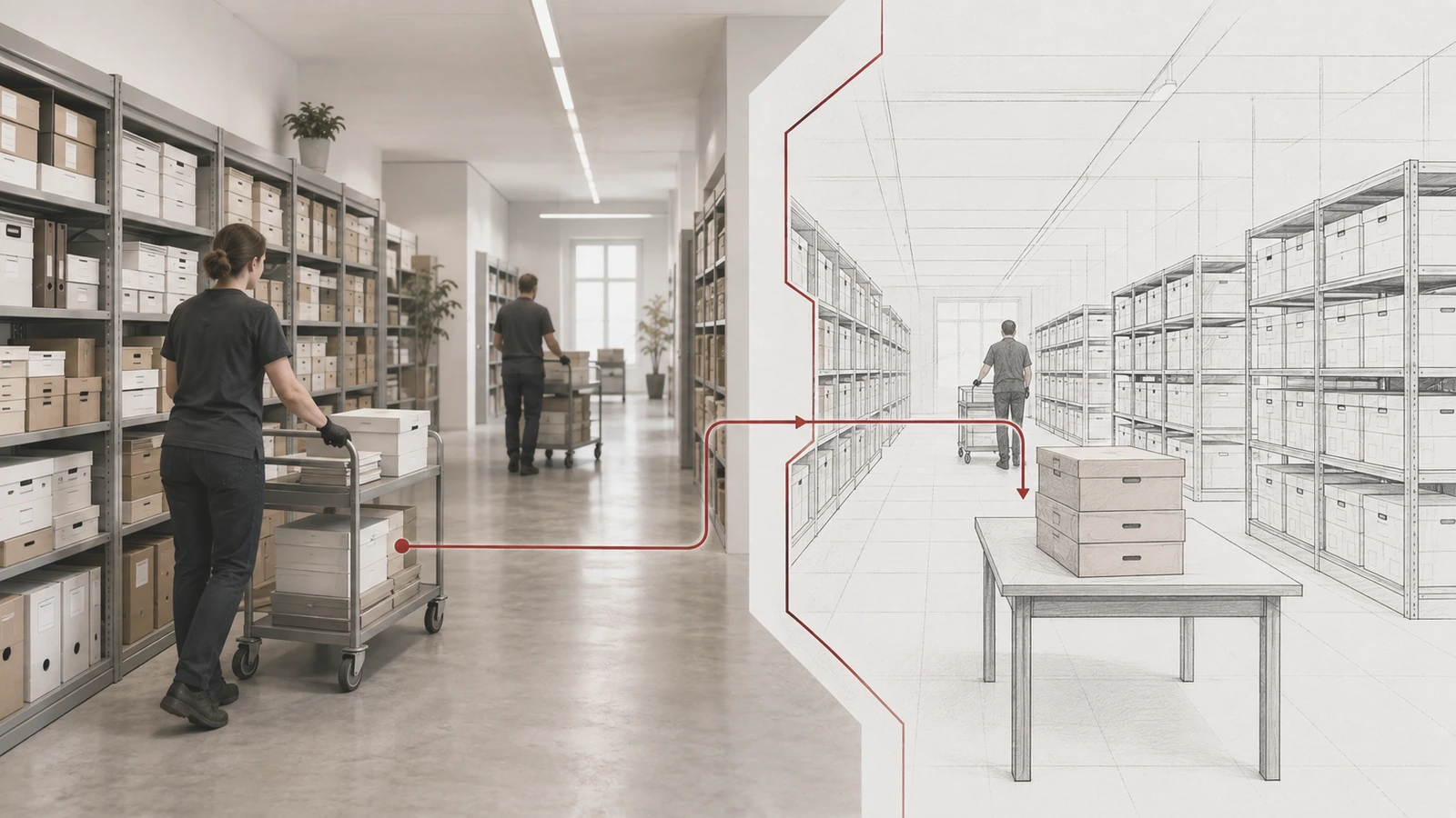 Transfert et déménagement d’archives départementales : illustration